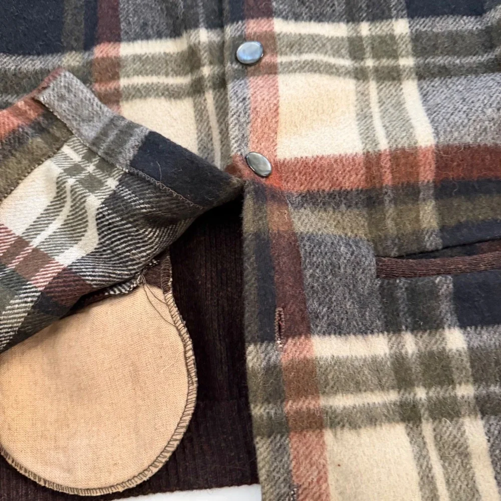 Bradfield Vintage‎ Mens Plaid Wool Cardigan Sweater Brown Green Old Money Core M